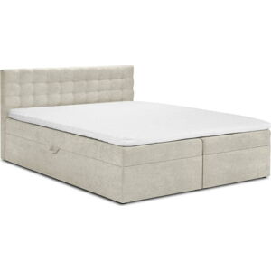 Béžová boxspring postel s úložným prostorem 200x200 cm Jade – Mazzini Beds