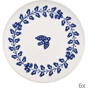 Sada 6 bílo-modrých porcelánových talířů Mia Bloom, ⌀ 26 cm