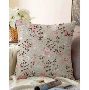 Hnědý povlak na polštář s příměsí bavlny Minimalist Cushion Covers Bloom, 55 x 55 cm