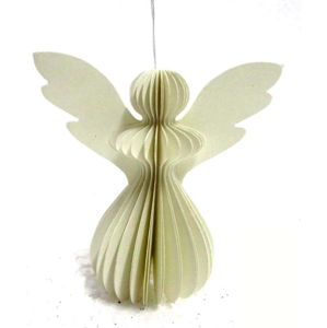 Papírová vánoční ozdoba ve tvaru anděla ve světle šedé barvě Only Natural, 12,5 x 7,5 cm
