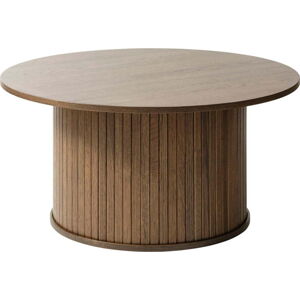 Hnědý kulatý konferenční stolek v dekoru dubu ø 90 cm Nola – Unique Furniture