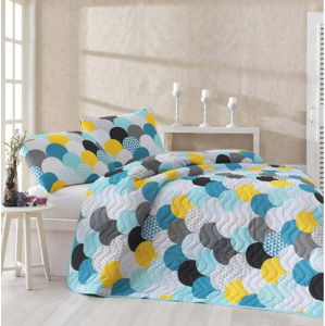 Set přehozu přes postel a povlaku na polštář s příměsí bavlny Eponj Home Damla Mint, 160 x 220 cm