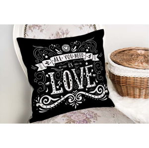 Povlak na polštář s příměsí bavlny Minimalist Cushion Covers Black Love, 45 x 45 cm