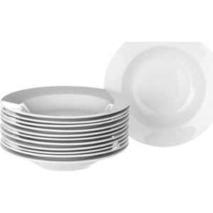 Sada 12 bílých hlubokých porcelánových talířů Casa Selección Elegant
