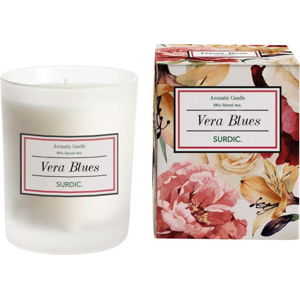Aromatická svíčka s vůní květin a černého čaje Surdic Vera Blues, doba hoření 50 hodin