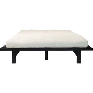 Dvoulůžková postel z borovicového dřeva s matrací Karup Design Blues Double Latex Black/Natural, 200 x 200 cm