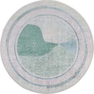 Pratelný kulatý koberec v krémovo-tyrkysové barvě ø 120 cm Yuvarlak – Vitaus