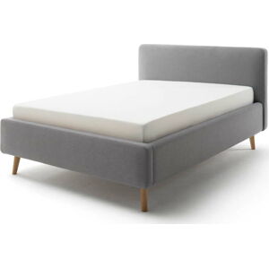 Šedá čalouněná dvoulůžková postel s úložným prostorem s roštem 140x200 cm Mattis – Meise Möbel