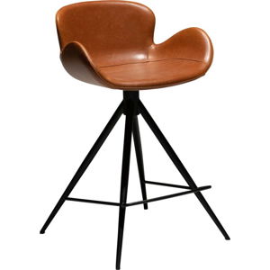 Koňakově hnědá barová židle z eko kůže DAN–FORM Denmark Gaia, výška 87 cm