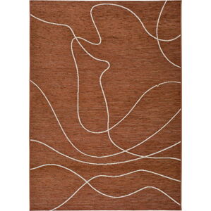 Tmavě oranžový venkovní koberec s příměsí bavlny Universal Doodle, 77 x 150 cm