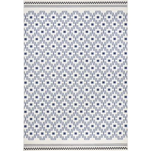 Modrobílý koberec Zala Living Cubic, 140 x 200 cm