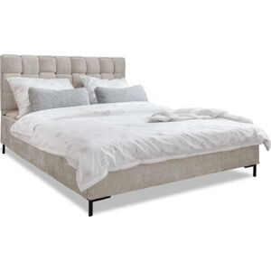 Béžová čalouněná dvoulůžková postel s roštem 160x200 cm Eve – Miuform