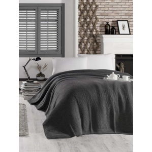 Tmavě šedý přehoz přes postel s příměsí bavlny Homemania Decor Silvi, 220 x 240 cm