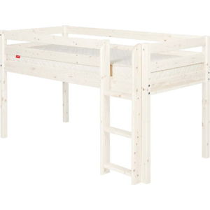 Bílá středně vysoká dětská postel z borovicového dřeva Flexa Classic, 90 x 200 cm