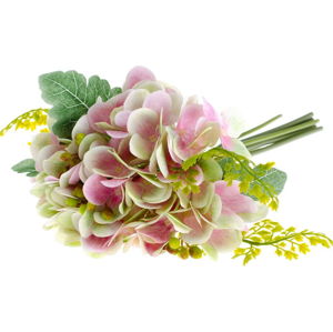 Růžová umělá květina ve stylu hortenzie s kapradím Dakls