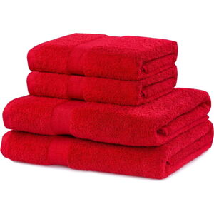 Červené froté bavlněné ručníky a osušky v sadě 4 ks Marina – DecoKing