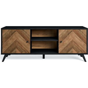 Černý TV stolek v dekoru ořechu 136x53 cm Chevrons - Marckeric