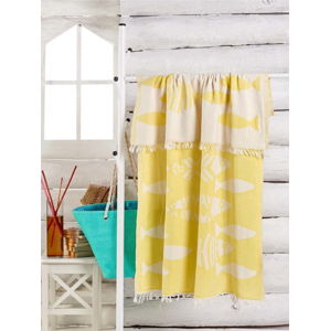 Žlutý ručník Balik, 180 x 100 cm
