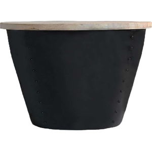 Černý příruční stolek s deskou z mangového dřeva LABEL51 Indi, ⌀ 60 cm