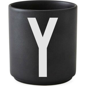 Černý porcelánový šálek Design Letters Alphabet Y, 250 ml
