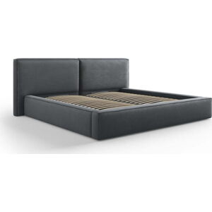 Tmavě šedá čalouněná dvoulůžková postel s úložným prostorem a roštem 200x200 cm Arendal – Cosmopolitan Design