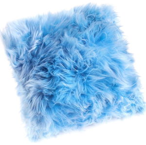 Světle modrý polštář z ovčí kožešiny Royal Dream Sheepskin, 45 x 45 cm
