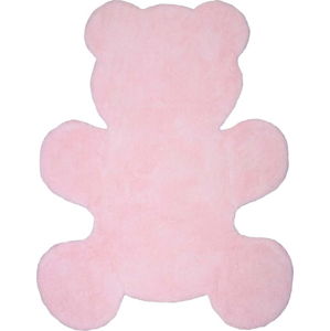 Dětský růžový ručně vyrobený koberec Nattiot Little Teddy, 80 x 100 cm