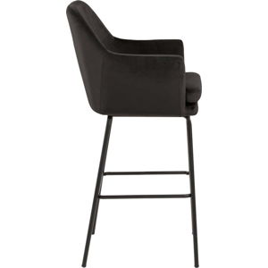 Černá sametová barová židle Actona Chisa