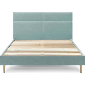 Tyrkysová čalouněná dvoulůžková postel s roštem 180x200 cm Elyna – Bobochic Paris
