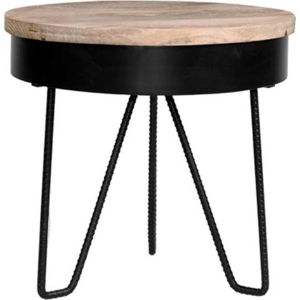 Černý příruční stolek s dřevěnou deskou LABEL51 Saran