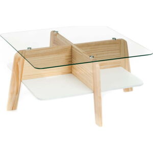 Konferenční stolek se skleněnou deskou v přírodní barvě 60x60 cm Varm – Tomasucci