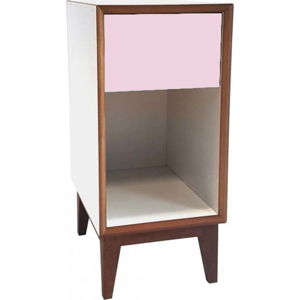 Malý noční stolek s bílým rámem a růžovou zásuvkou Ragaba PIX