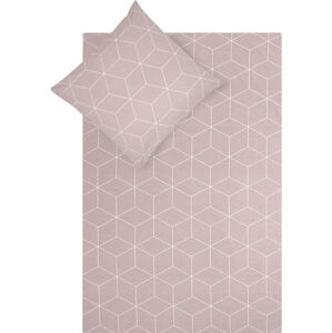 Růžové povlečení na jednolůžko z ranforce bavlny by46, 155 x 220 cm