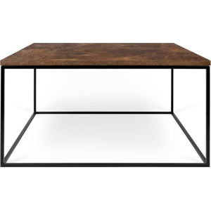 Hnědý konferenční stolek s černými nohami TemaHome Gleam, 75 x 75 cm
