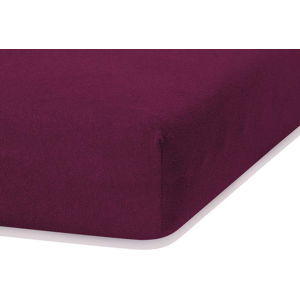Tmavě fialové elastické prostěradlo s vysokým podílem bavlny AmeliaHome Ruby, 100/120 x 200 cm