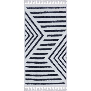 Bílo-modrý pratelný koberec běhoun 300x100 cm - Vitaus
