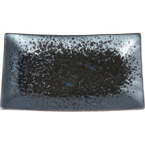 Černo-šedý keramický servírovací talíř MIJ Pearl, 33 x 19 cm