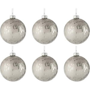 Sada 6 bílých skleněných vánočních ozdob J-Line Baub, ø 8 cm