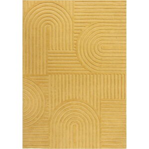 Žlutý vlněný koberec Flair Rugs Zen Garden, 120 x 170 cm