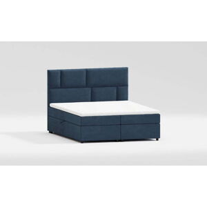 Tmavě modrá boxspring postel s úložným prostorem 140x200 cm Lola – Ropez