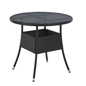 Juskys Polyratanový zahradní stolek Yoro, kulatý, černý 80 cm