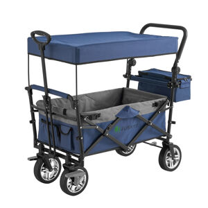 Juskys Ruční vozík se střechou modrý / šedý